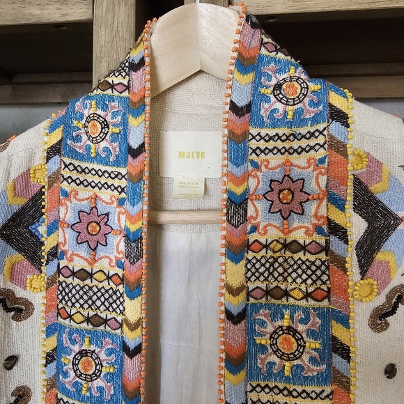 Anthropologie Maeve Dala Embroidered Jacket Size M Bohemian Maximalist Statement - Picture 11 of 15